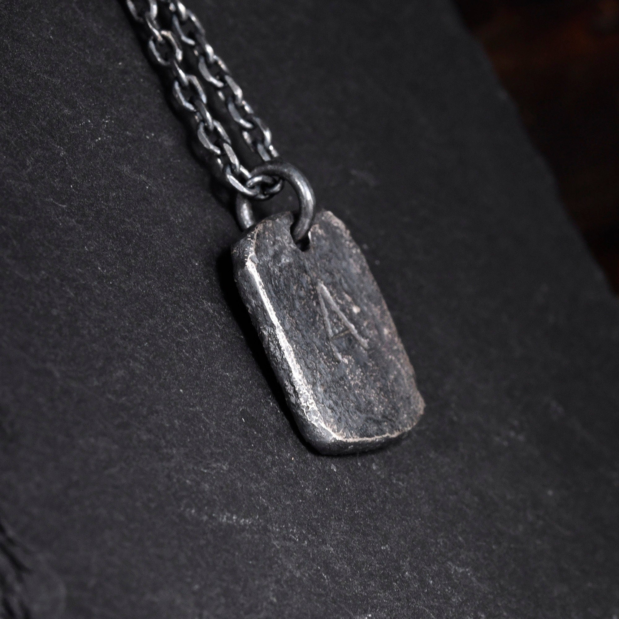 Oxidized Men's Sterling Silver Custom Initial Pendant / Rustic Handmade Stamp Letter necklace as Anniversary or Birthday Gift For Man