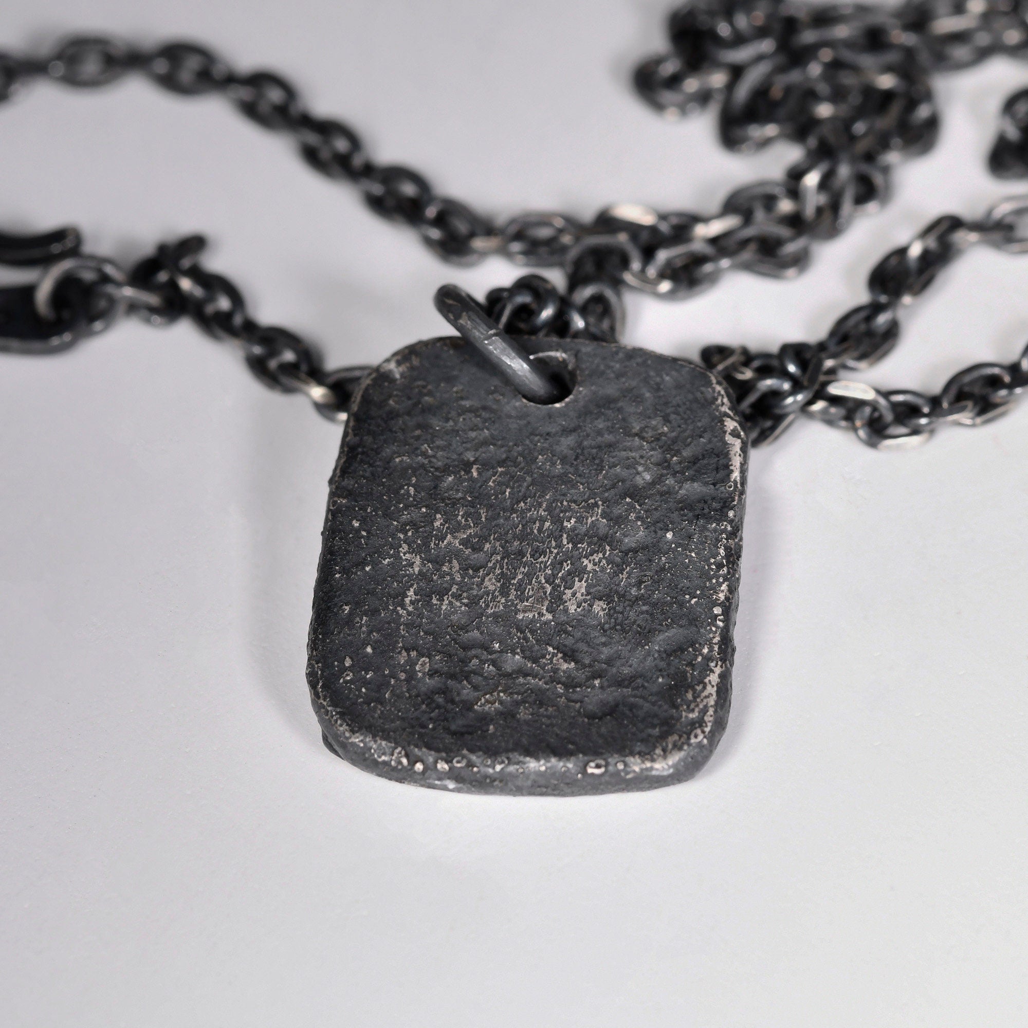 Oxidized Men's Sterling Silver Custom Initial Pendant / Rustic Handmade Stamp Letter necklace as Anniversary or Birthday Gift For Man