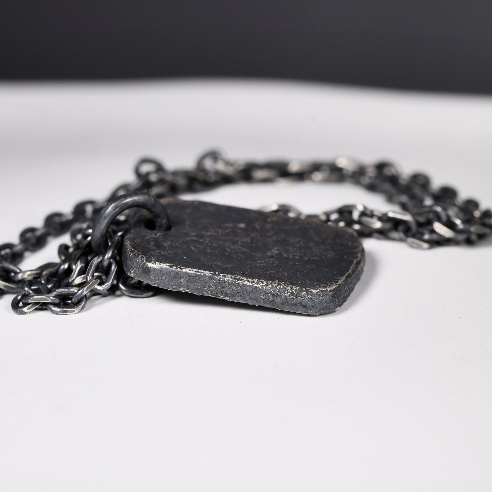 Oxidized Men's Sterling Silver Custom Initial Pendant / Rustic Handmade Stamp Letter necklace as Anniversary or Birthday Gift For Man