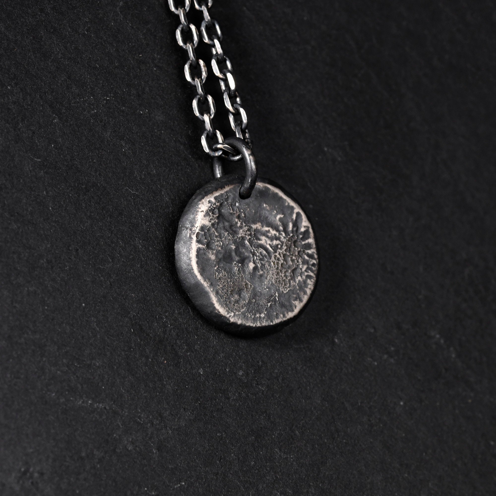 Hand-carved Mountain Pendant in Oxidized Sterling Silver, Rustic Handmade Natural Necklace, Anniversary/Birthday Gift For Man