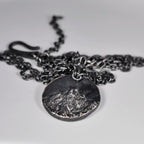 Hand-carved Mountain Pendant in Oxidized Sterling Silver, Rustic Handmade Natural Necklace, Anniversary/Birthday Gift For Man