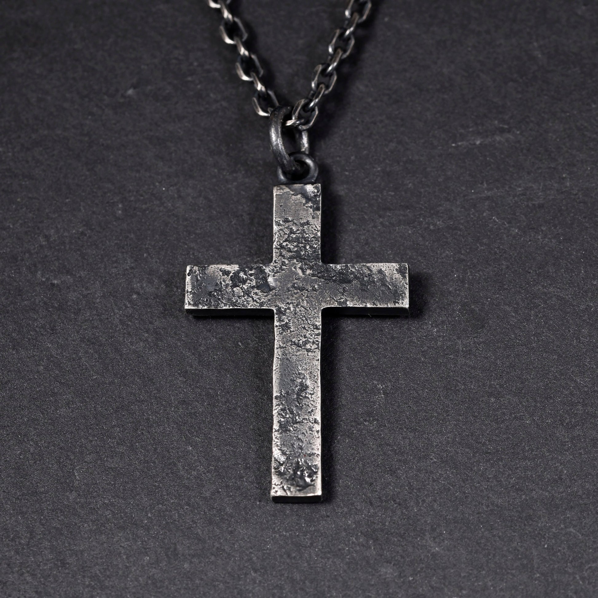 Black Silver Gold Jesus Cross Necklace for Men | Rustic Handmade Cross Pendant | Anniversary/Birthday Gift