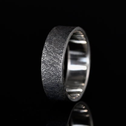 S925 Oxidized Natural Rock Texture Ring/ Viking Wedding Band/Planet ring/Handmade Mens Rustic Engagement Ring/Chunky rings