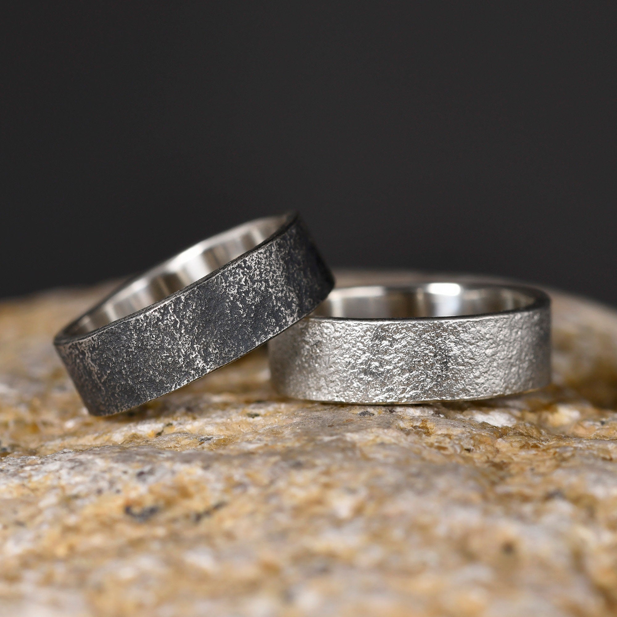 Personalized Natural Rock Texture Ring S925/ Viking Wedding Band/Handmade Mens Rustic Engagement Ring/Chunky rings