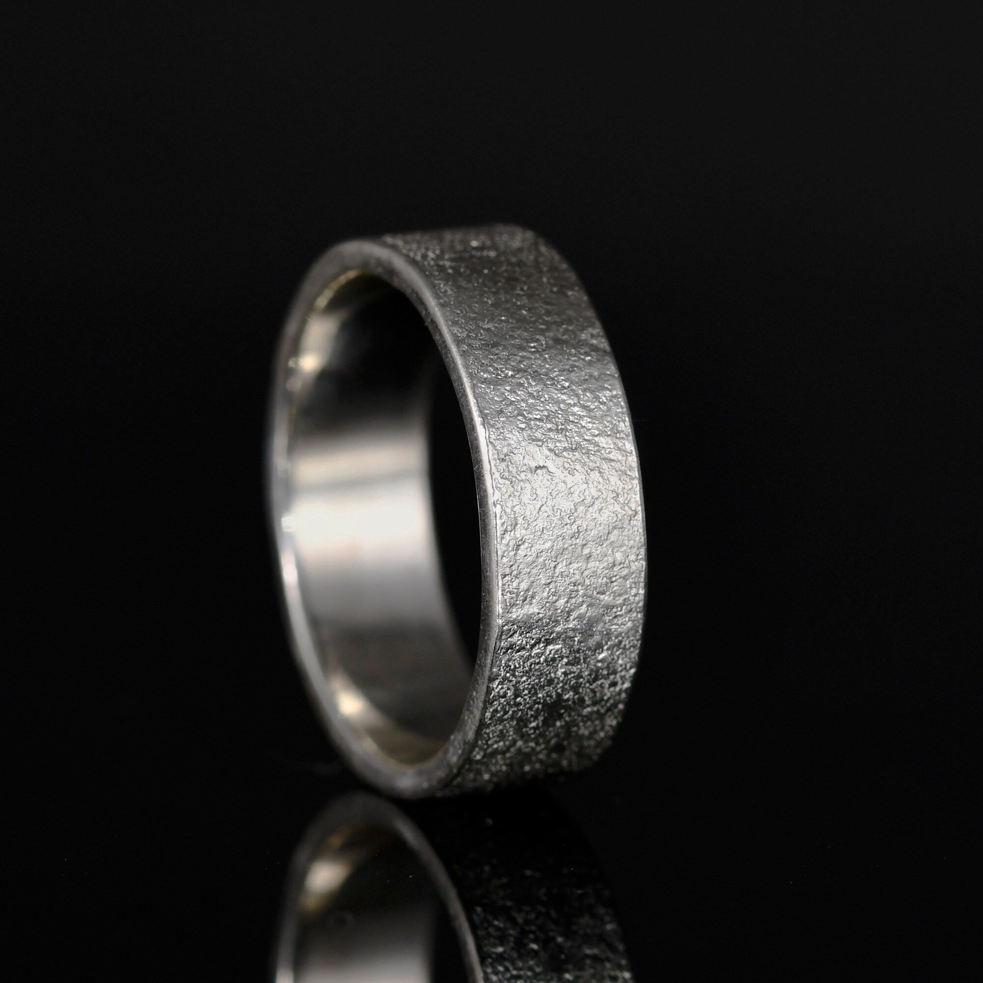 Personalized Natural Rock Texture Ring S925/ Viking Wedding Band/Handmade Mens Rustic Engagement Ring/Chunky rings