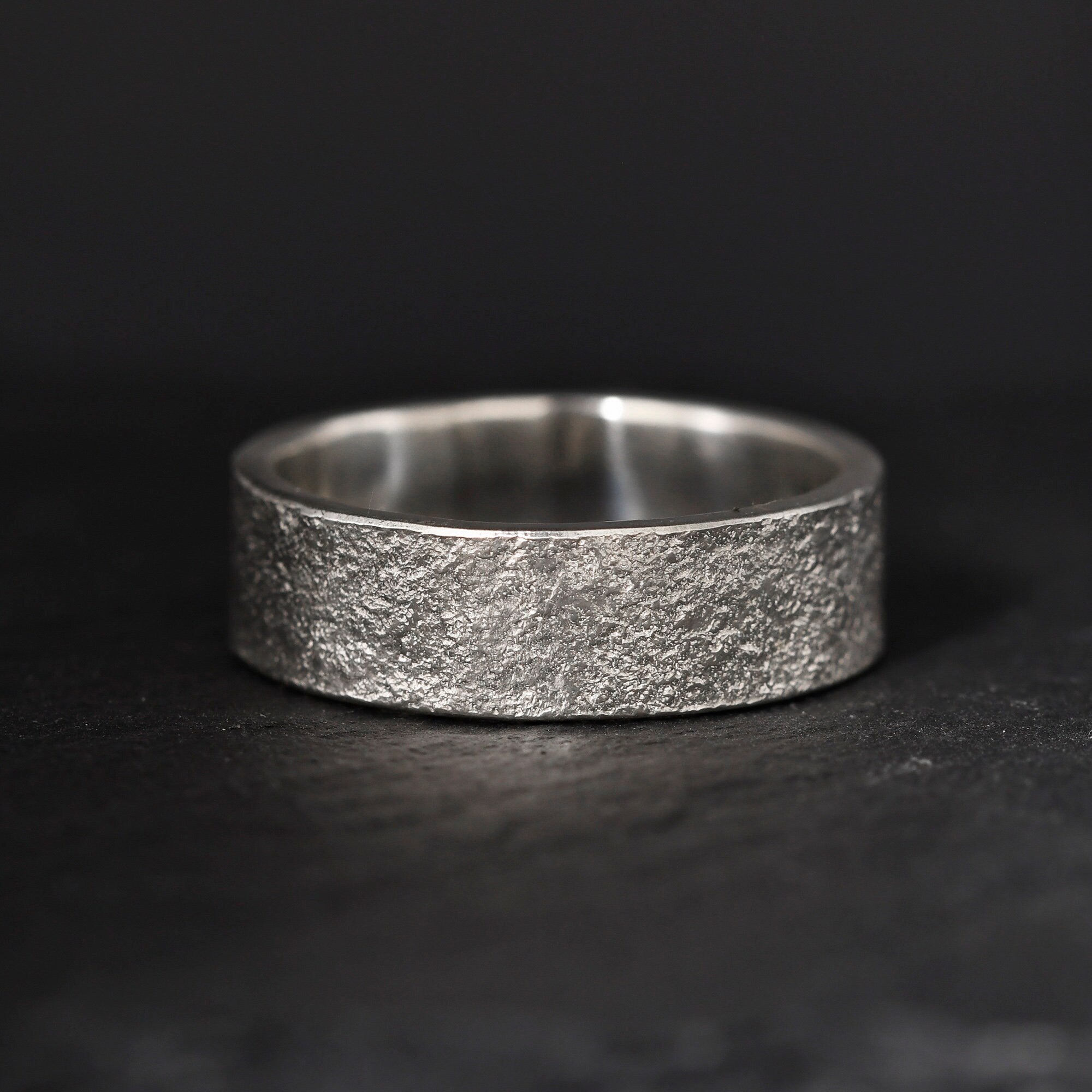 Personalized Natural Rock Texture Ring S925/ Viking Wedding Band/Handmade Mens Rustic Engagement Ring/Chunky rings