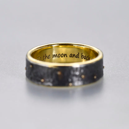 14k hammered gold ring with Natural Rock Texture / Viking Wedding Band made /Engagement Promise ring for him and her