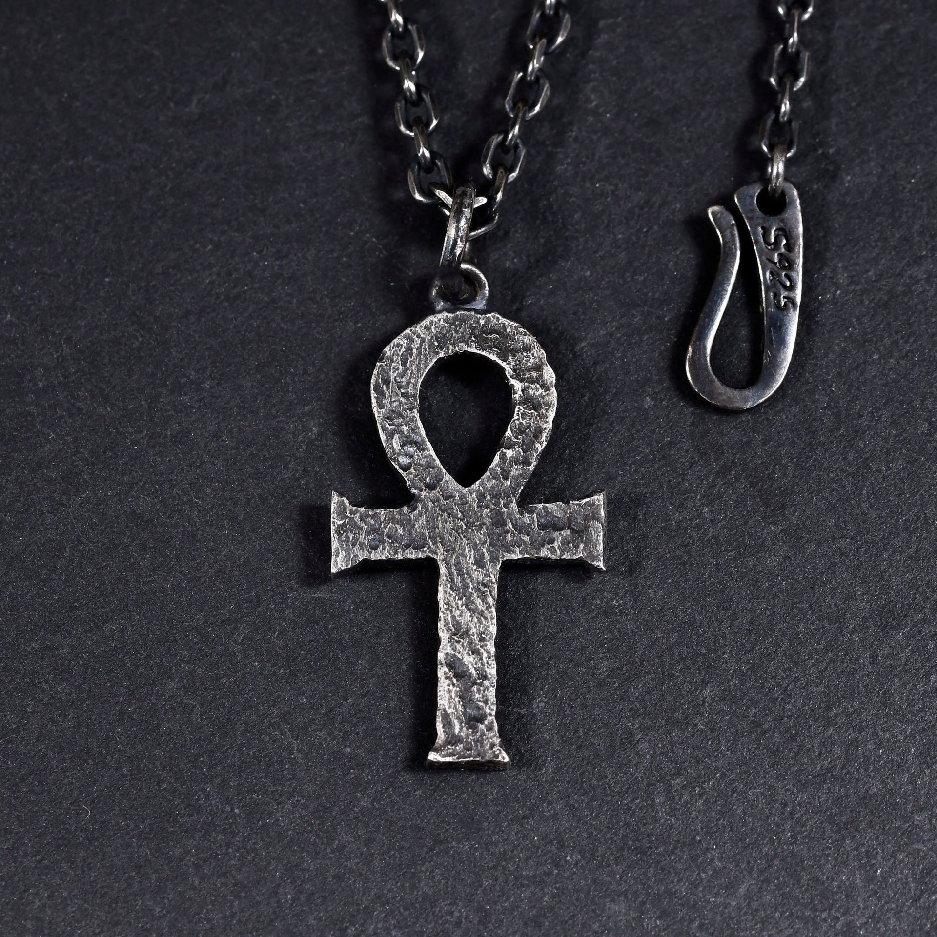 Ankh cross pendant in oxidized sterling silver handmade by YophieMade
