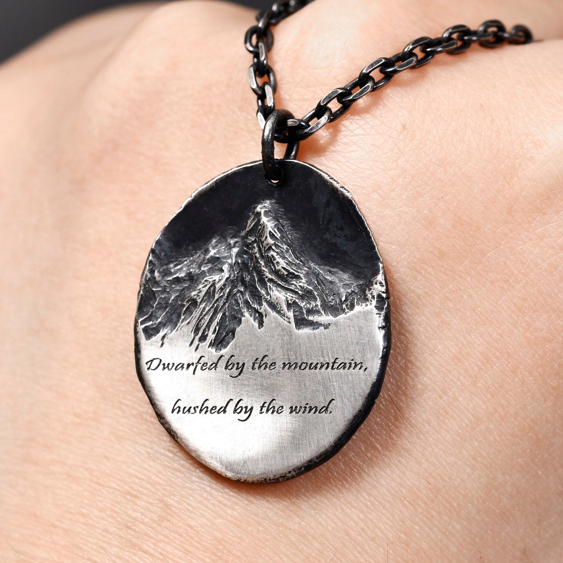 Personalized Mountain Necklace / Father's Day gift/ Custom Handwriting Silver Natural Necklace/ Gift For Him