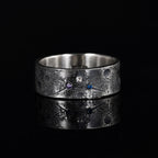 Personalized Family Birthstone Celestial Ring/Viking Wedding Band/Celtic Ring/Moon and Star ring/Chunky rings/planet ring/Hand Forged Ring