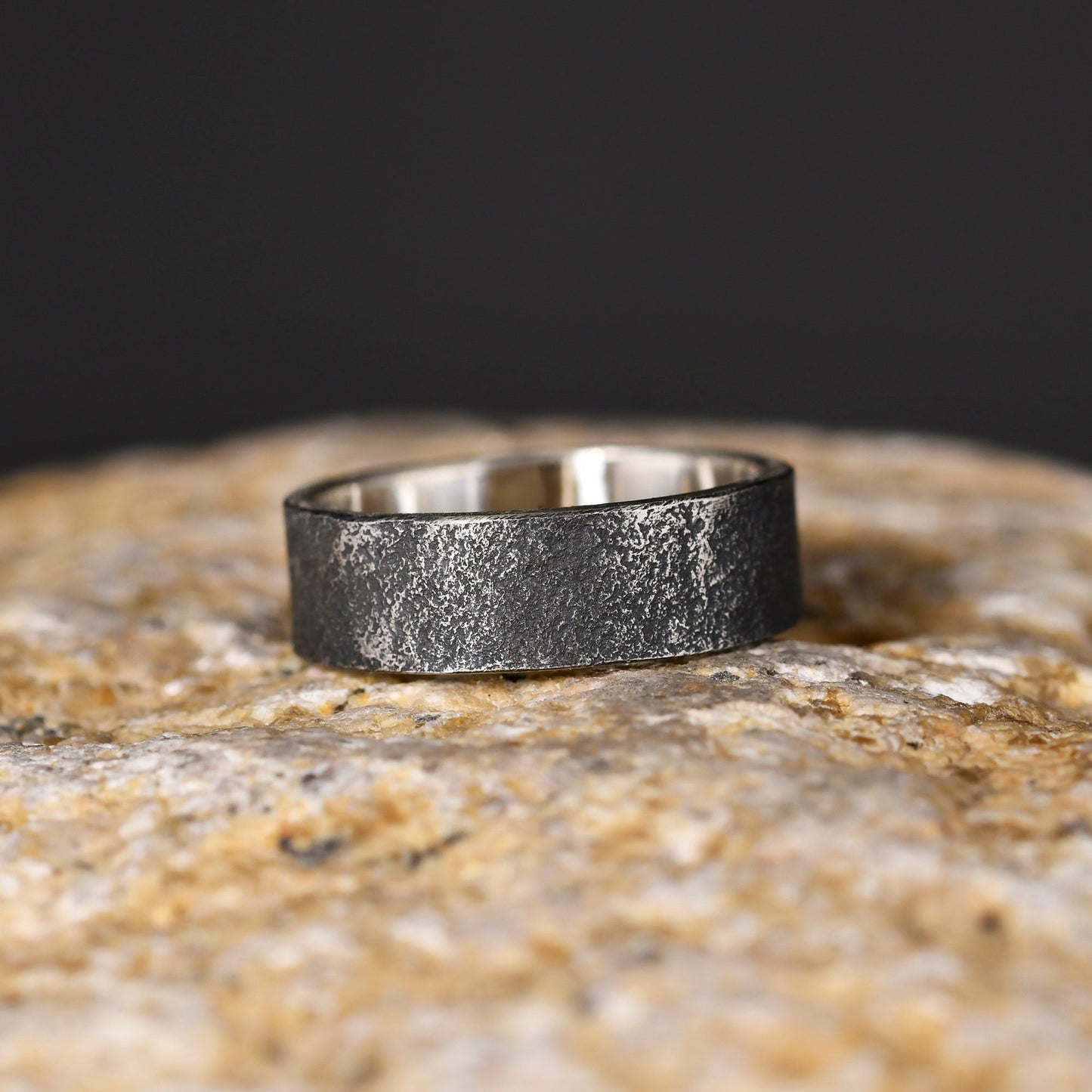 S925 Oxidized Natural Rock Texture Ring/ Viking Wedding Band/Planet ring/Handmade Mens Rustic Engagement Ring/Chunky rings