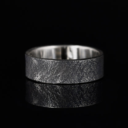 S925 Oxidized Natural Rock Texture Ring/ Viking Wedding Band/Planet ring/Handmade Mens Rustic Engagement Ring/Chunky rings