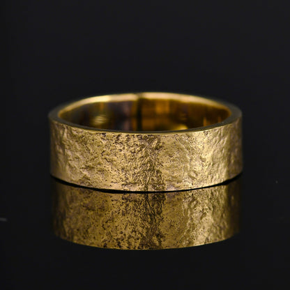 14k hammered gold ring with Natural Rock Texture / Viking Wedding Band made /Engagement Promise ring for him and her