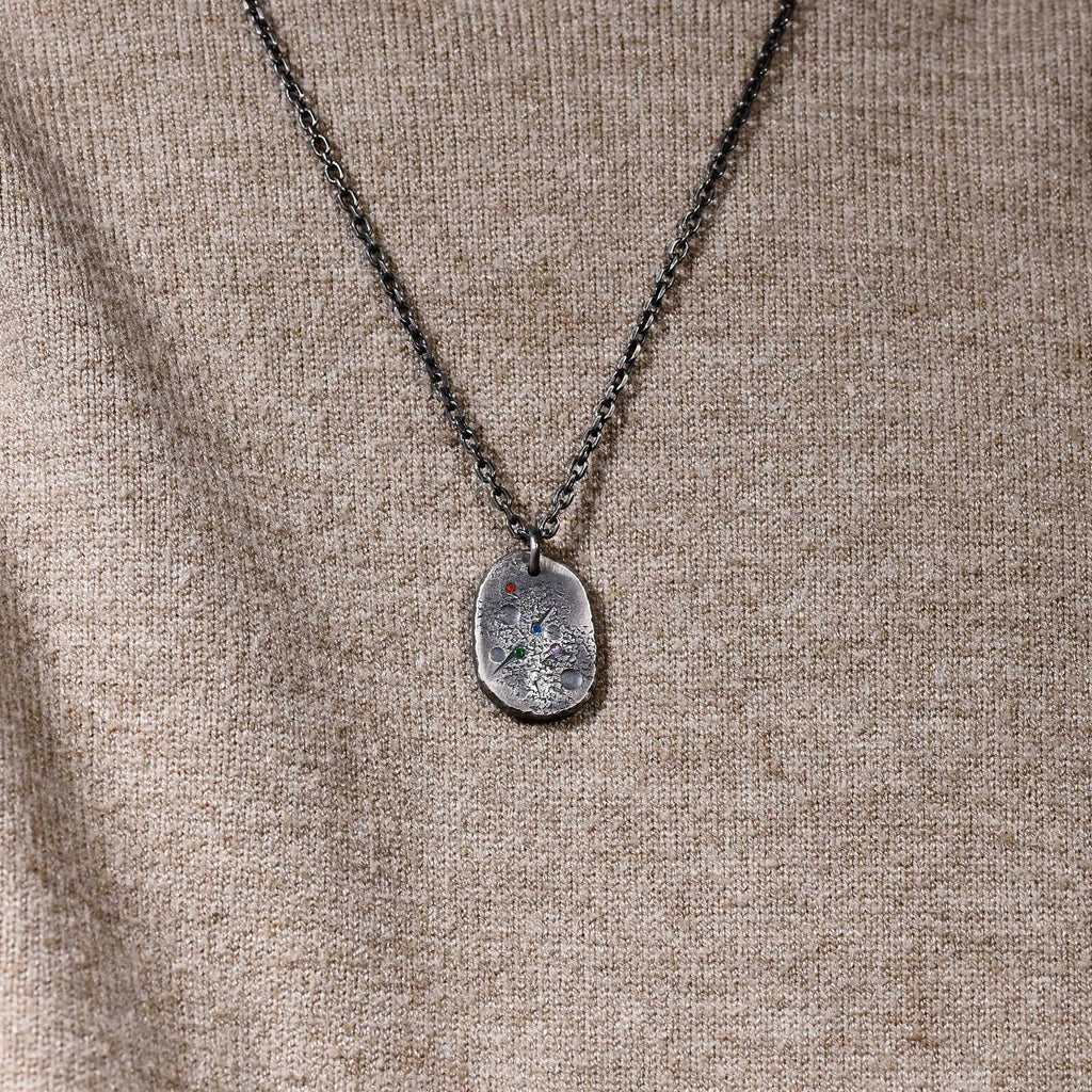 Personalized Family Birthstone Necklace made with S925 / Initial Necklace With Birthstone / gift for him/ father Gift