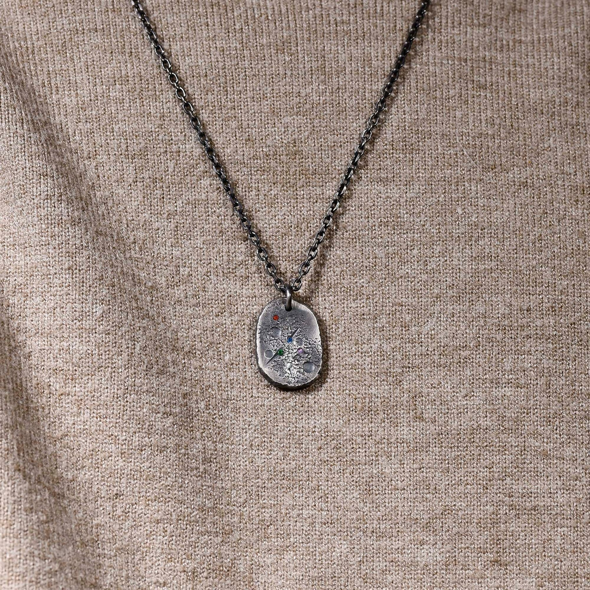 Personalized Family Birthstone Necklace made with S925 / Initial Necklace With Birthstone / gift for him/ father Gift
