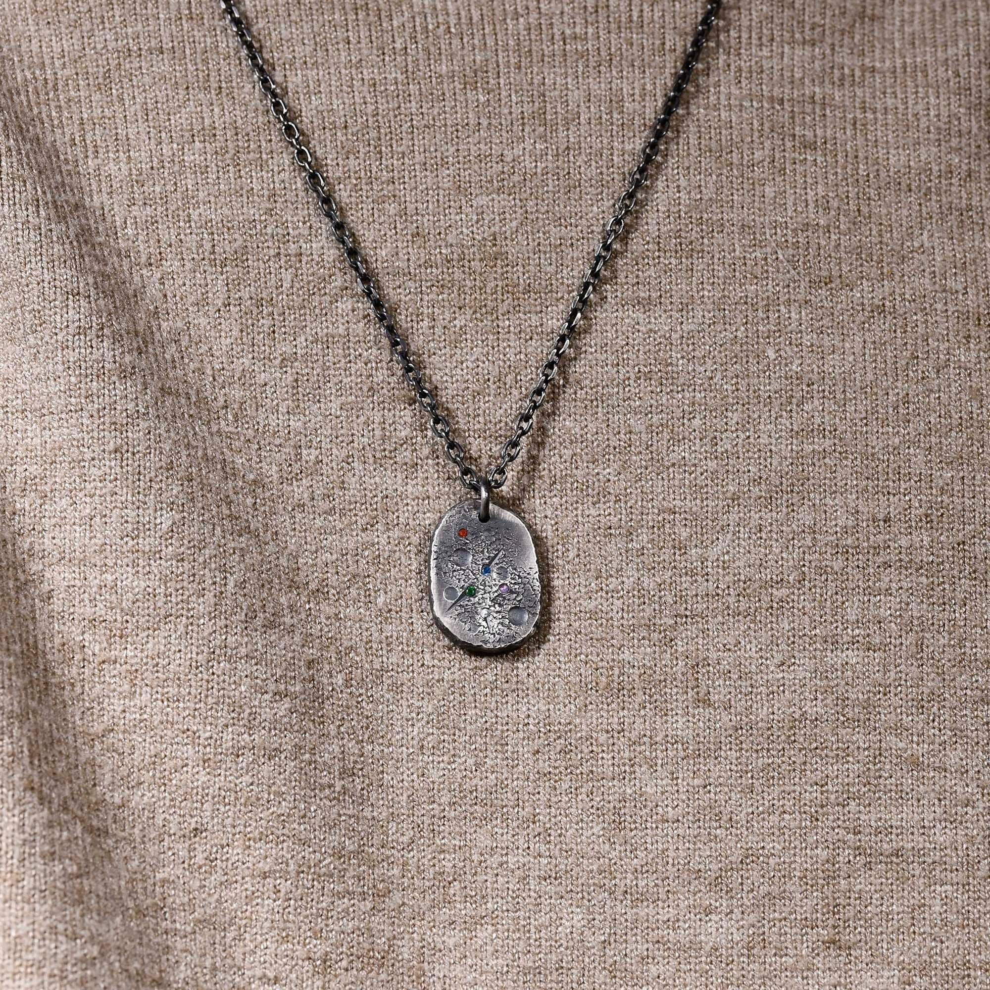 Personalized Family Birthstone Necklace made with S925 / Initial Necklace With Birthstone / gift for him/ father Gift