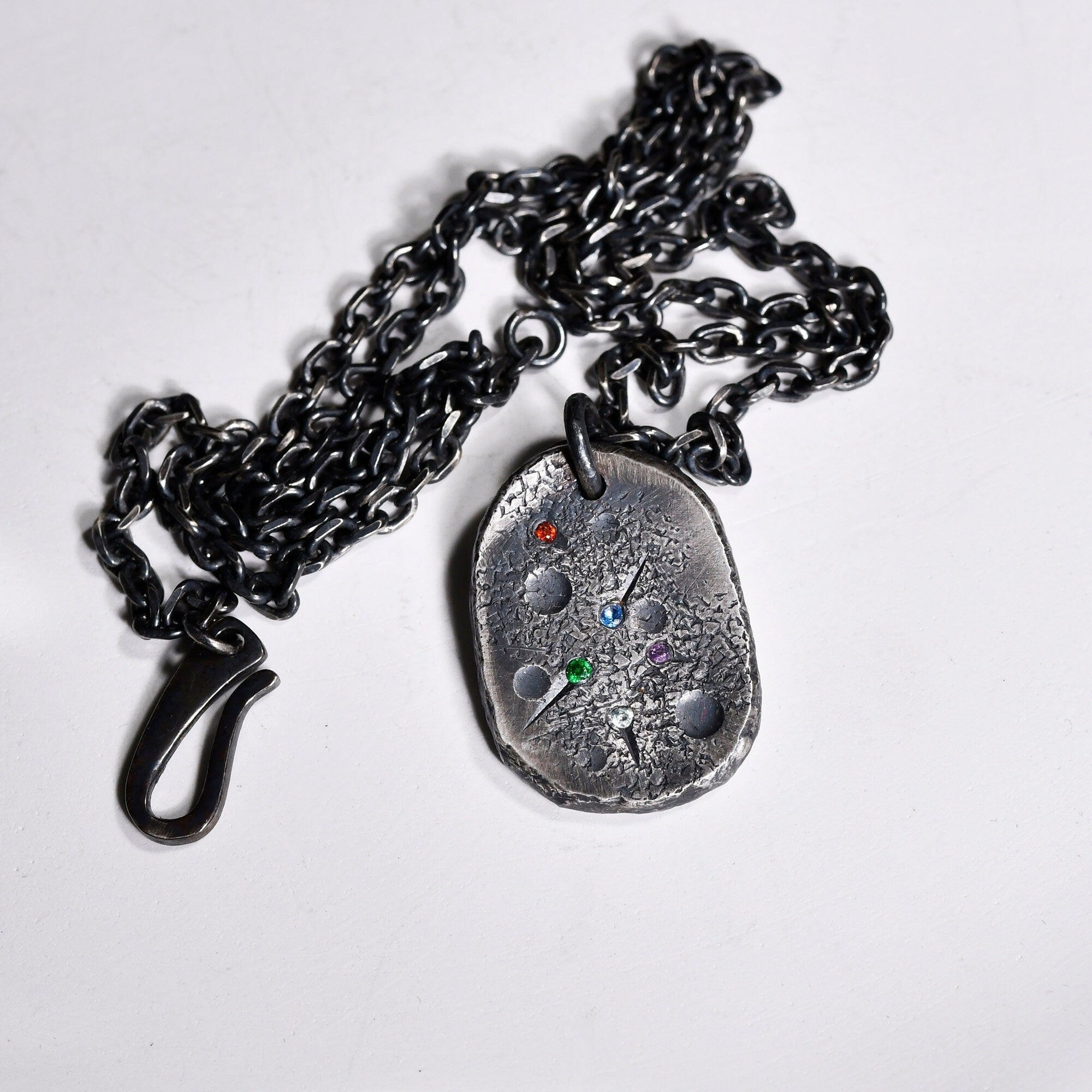 Personalized Family Birthstone Necklace made with S925 / Initial Necklace With Birthstone / gift for him/ father Gift