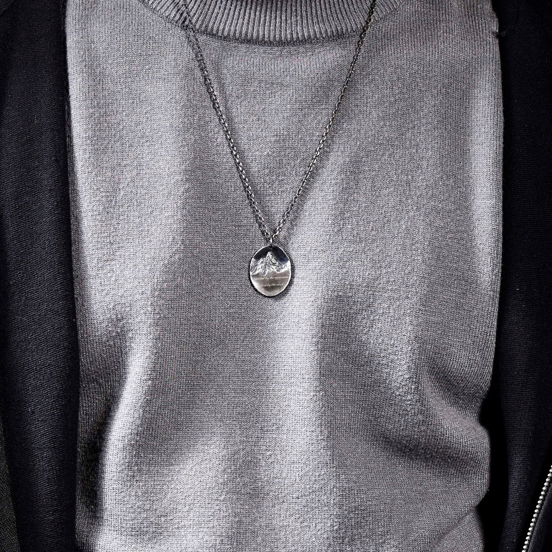 Personalized mountain necklace pendant with chain length options
