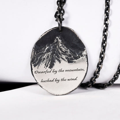 Personalized Mountain Necklace / Father's Day gift/ Custom Handwriting Silver Natural Necklace/ Gift For Him