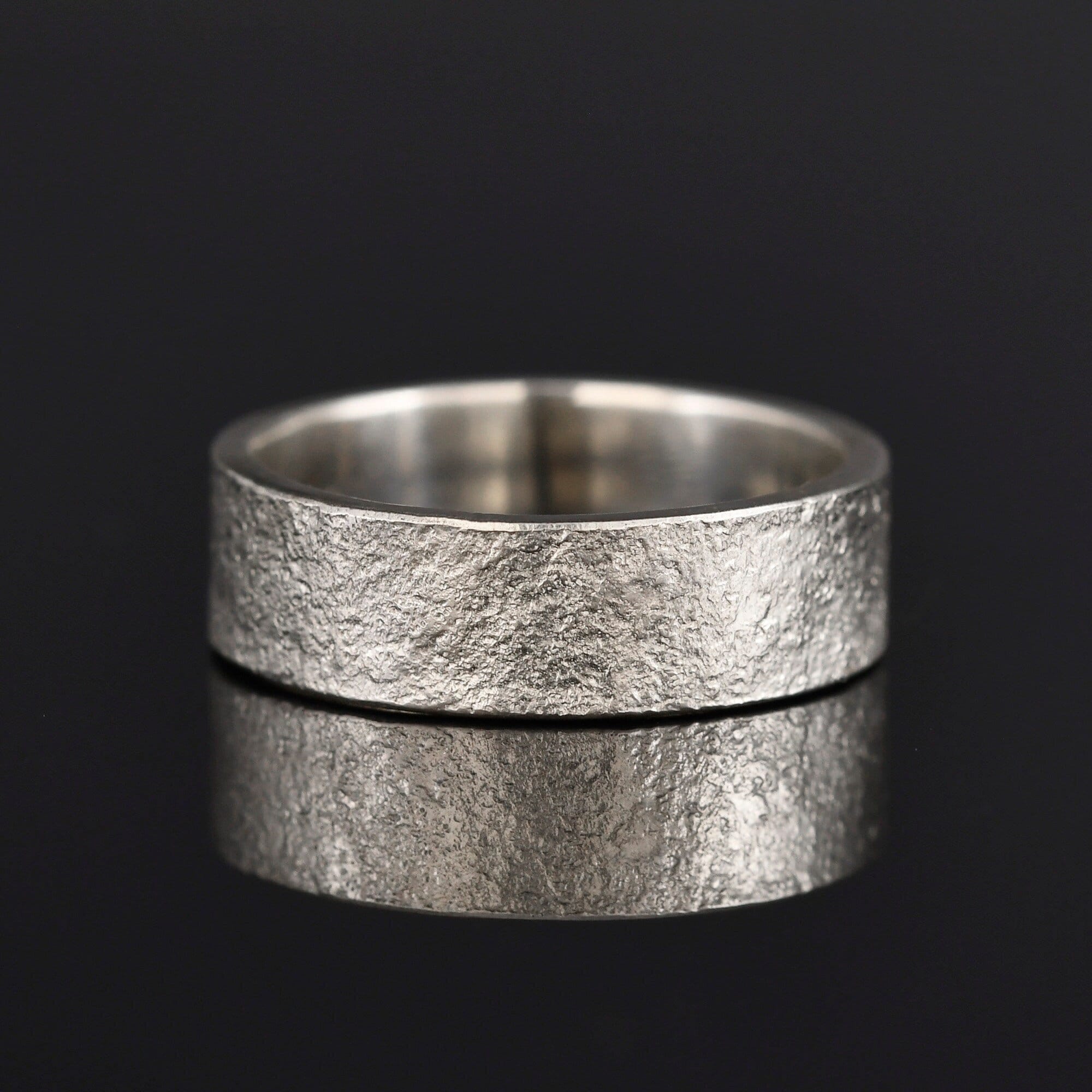 Personalized Natural Rock Texture Ring S925/ Viking Wedding Band/Handmade Mens Rustic Engagement Ring/Chunky rings