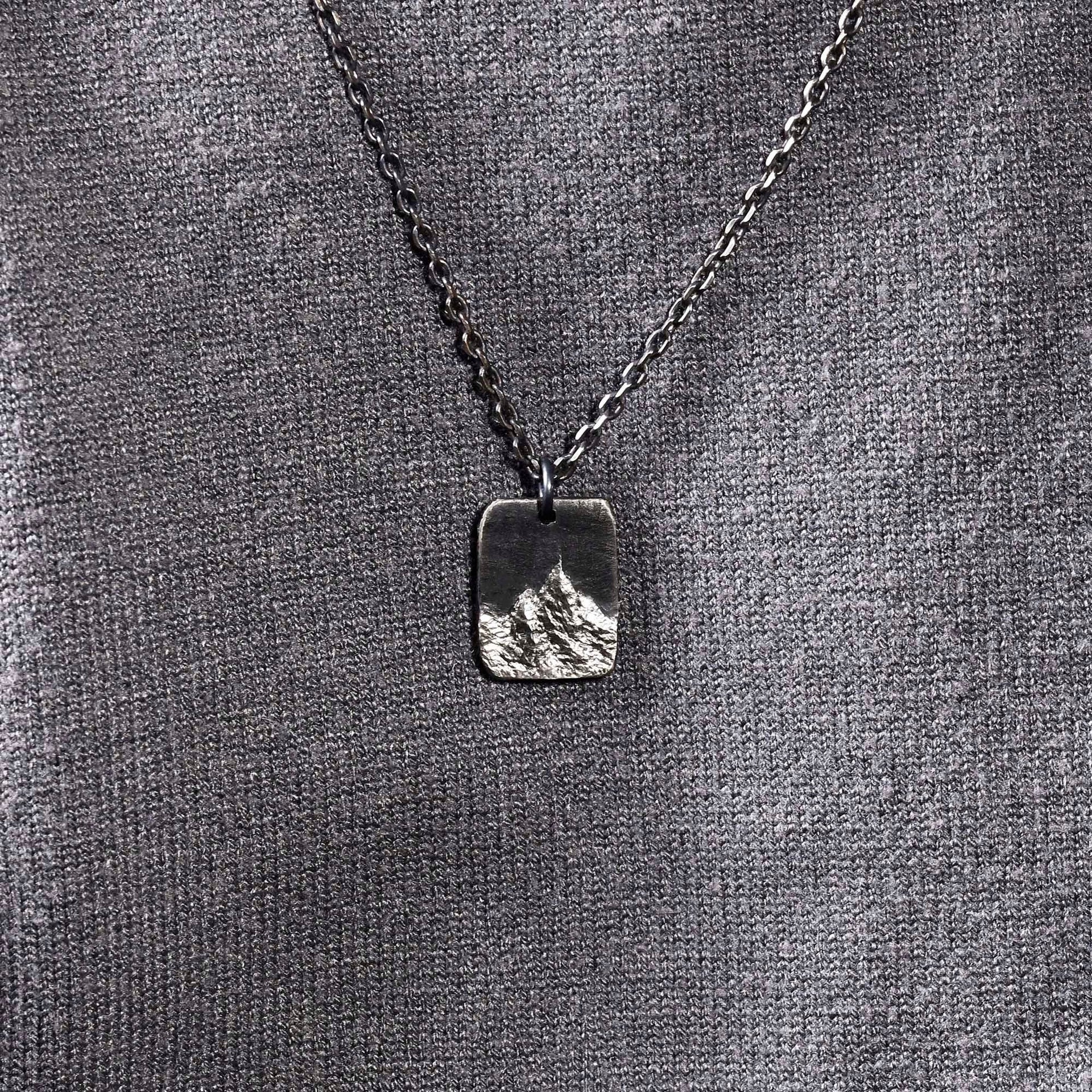 Handmade mountain bar pendant for outdoor memory and travel keepsake