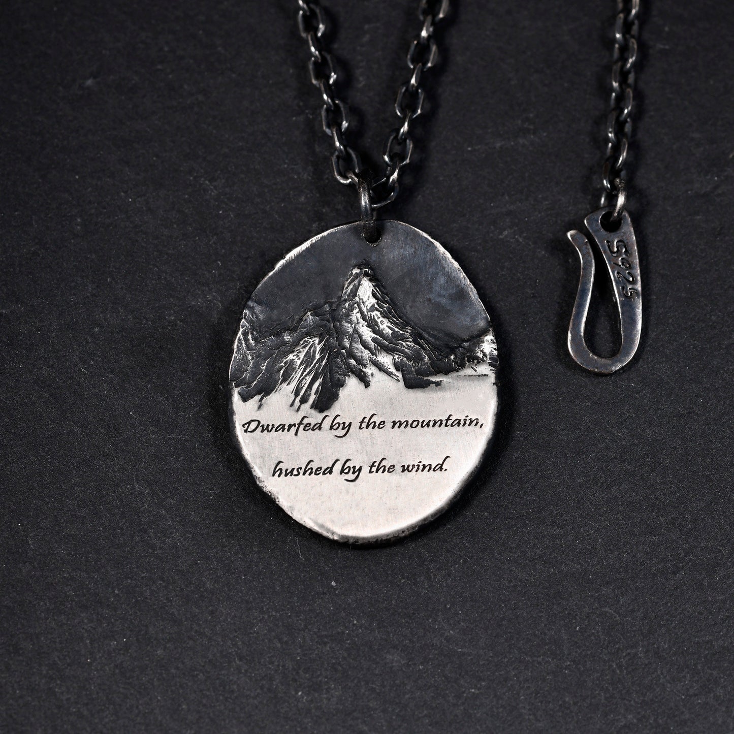 Personalized Mountain Necklace / Father's Day gift/ Custom Handwriting Silver Natural Necklace/ Gift For Him