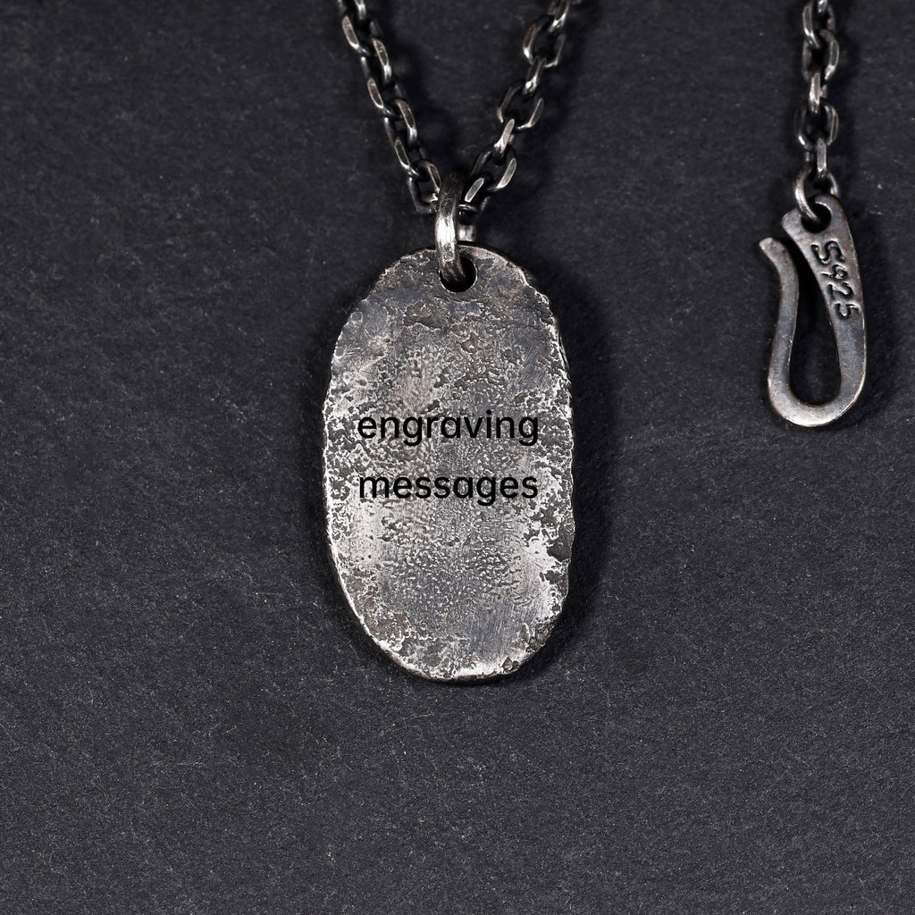 Chinese Characters Blessing Necklace handmade with Sterling Silver/Chinese Mythology Retro Font Kanji Pendant / Father's Day gift