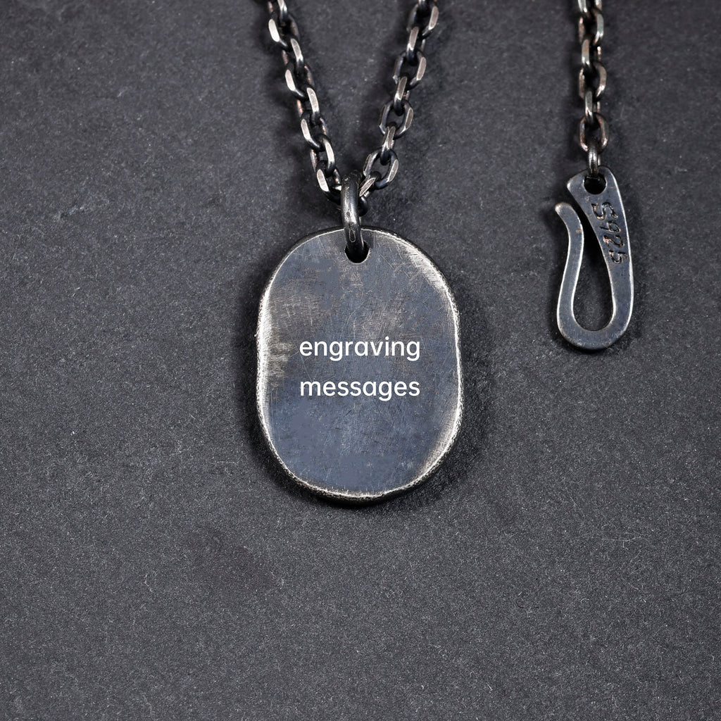 Silver Cross Man's Necklace / Black Rustic Handmade masculine cross Pendant