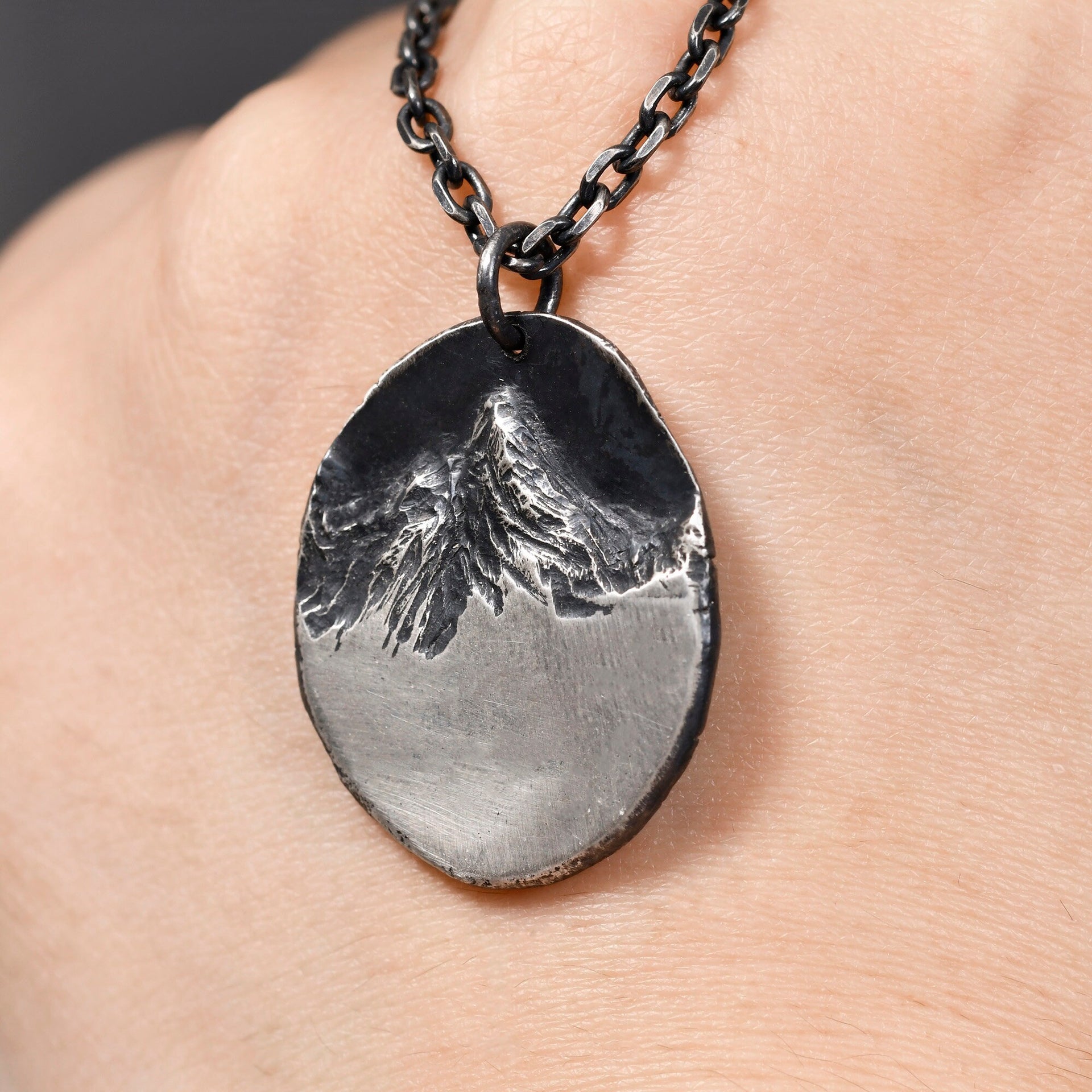 Custom handwriting mountain necklace gift for hiker or nature lover