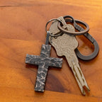 Handcrafted Cross Man's Necklace/ Black Rock texture Rustic Handmade cross Pendant/ Big Heavy Cross/ Father's Day gift