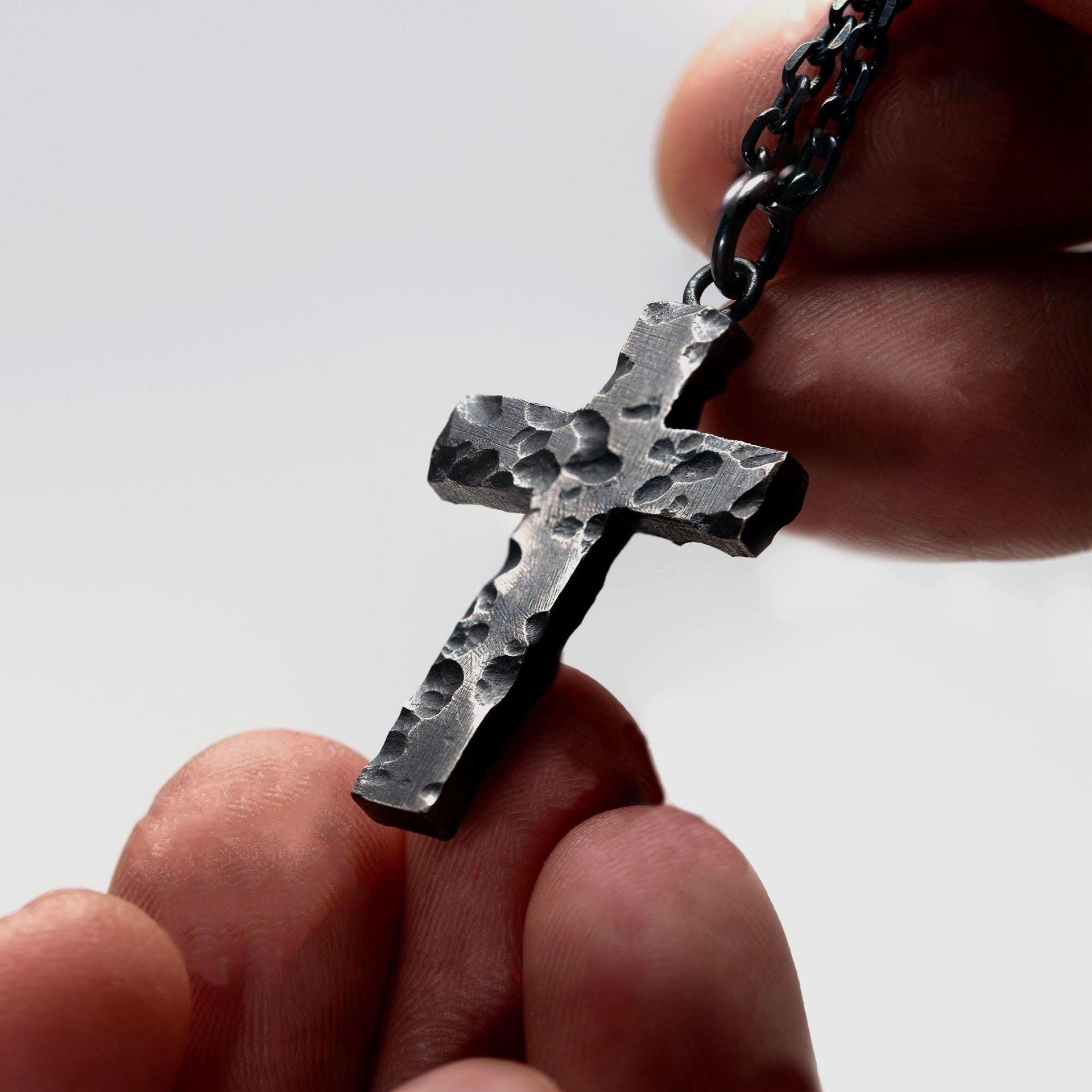Handcrafted Christian Cross Necklace with an Edgy Twist/ Great Masculine Gift Idea