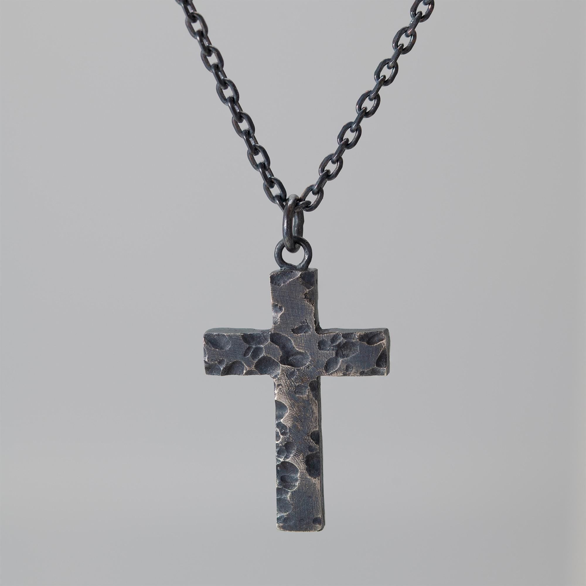Handcrafted Christian Cross Necklace with an Edgy Twist/ Great Masculine Gift Idea