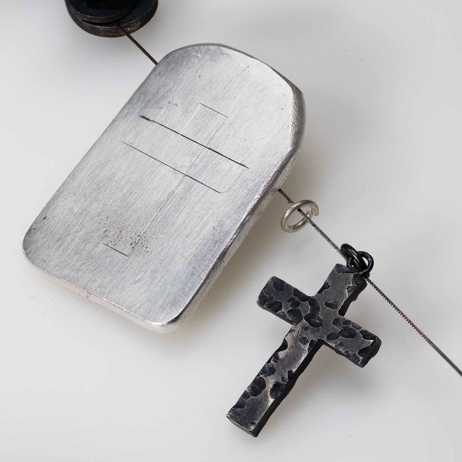 Handcrafted Christian Cross Necklace with an Edgy Twist/ Great Masculine Gift Idea