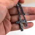 Handcrafted Christian Cross Necklace with an Edgy Twist/ Great Masculine Gift Idea