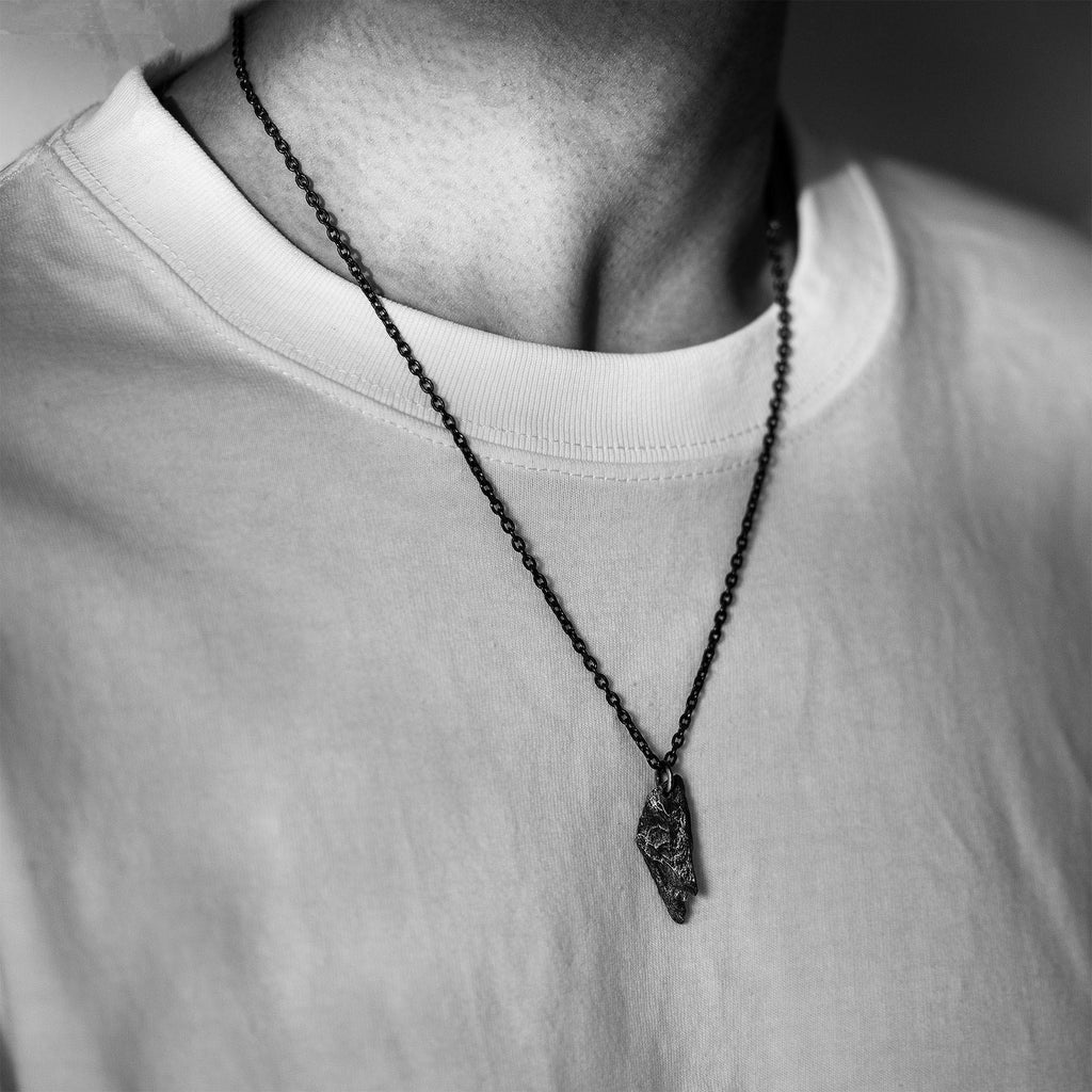 Tapered Rock Texture Pendant in Sterling Silver