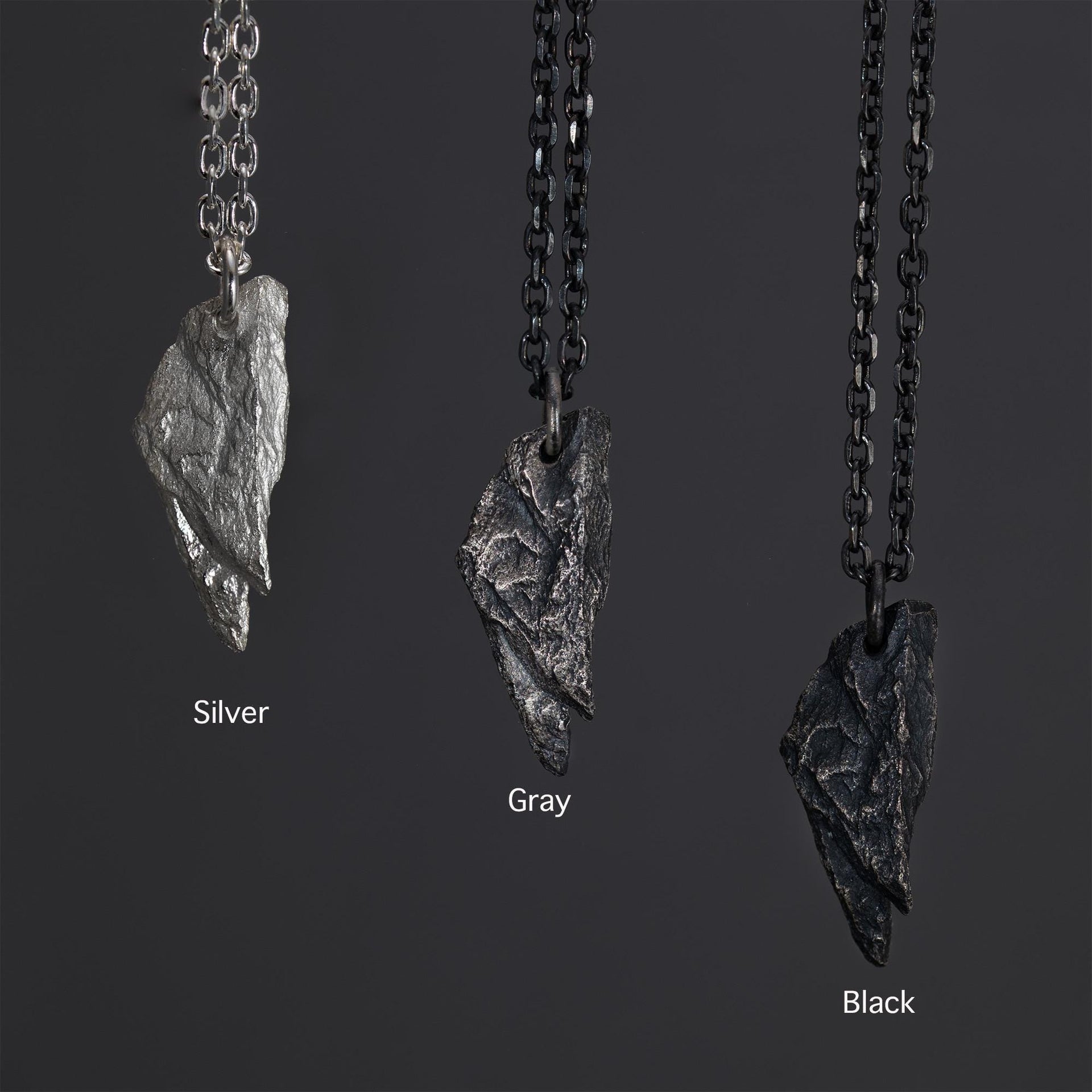Tapered Rock Texture Pendant in Sterling Silver