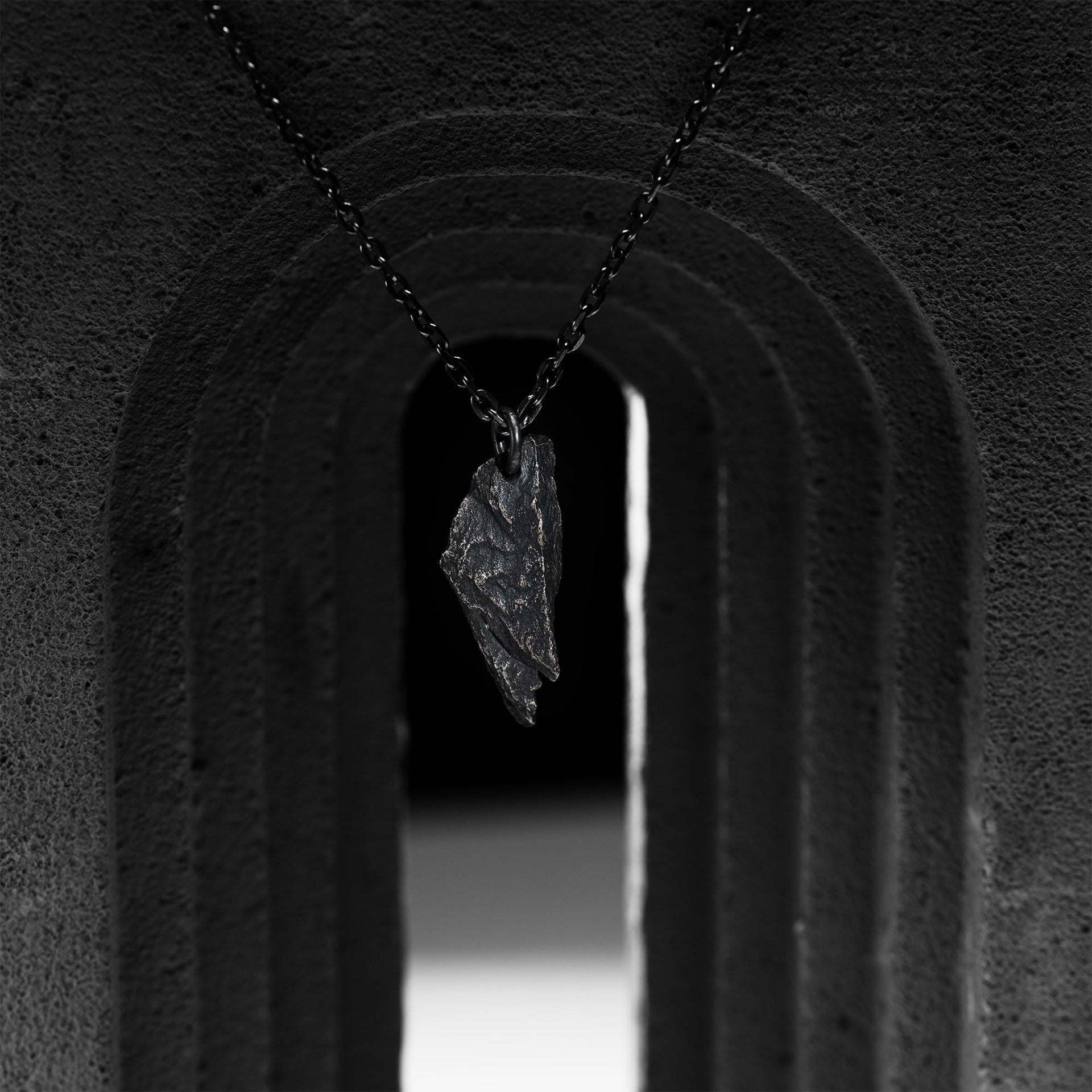 Tapered Rock Texture Pendant in Sterling Silver