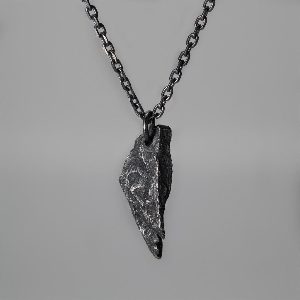 Tapered Rock Texture Pendant in Sterling Silver