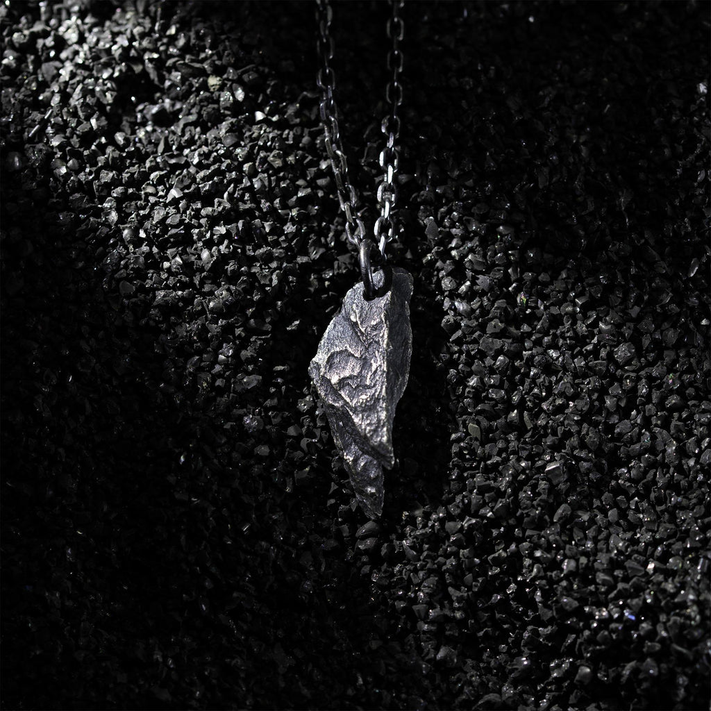 Tapered Rock Texture Pendant in Sterling Silver