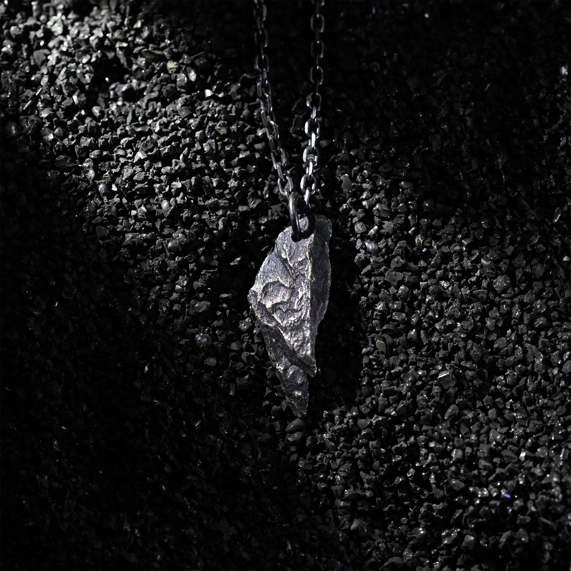 Tapered Rock Texture Pendant in Sterling Silver