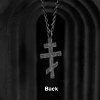 Personalized sterling silver Orthodox cross necklace presented as a meaningful Christian faith and remembrance gift