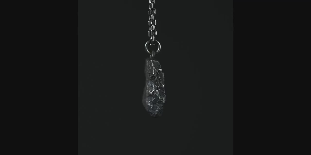 Men's Square Rock Pendant in Sterling Silver