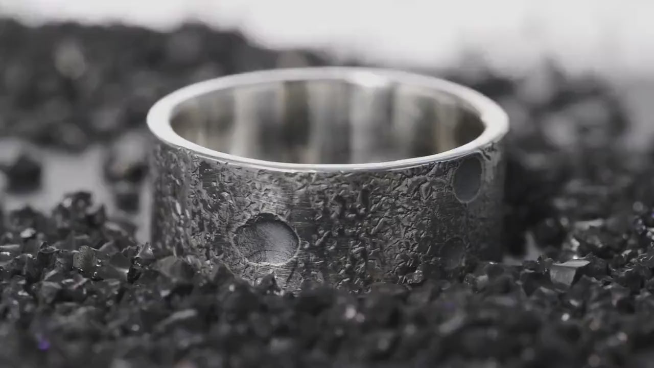 8mm Wide Personalized Moon and Star Ring/ Viking Wedding Band/Planet ring/Handmade Mens Rustic Engagement Ring/Chunky rings/Unique Ring