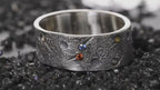 Personalized Birthstone Planet Ring with 12 gems on it/Viking Wedding Band/Rustic Engagement Ring/Chunky rings/moon and star ring